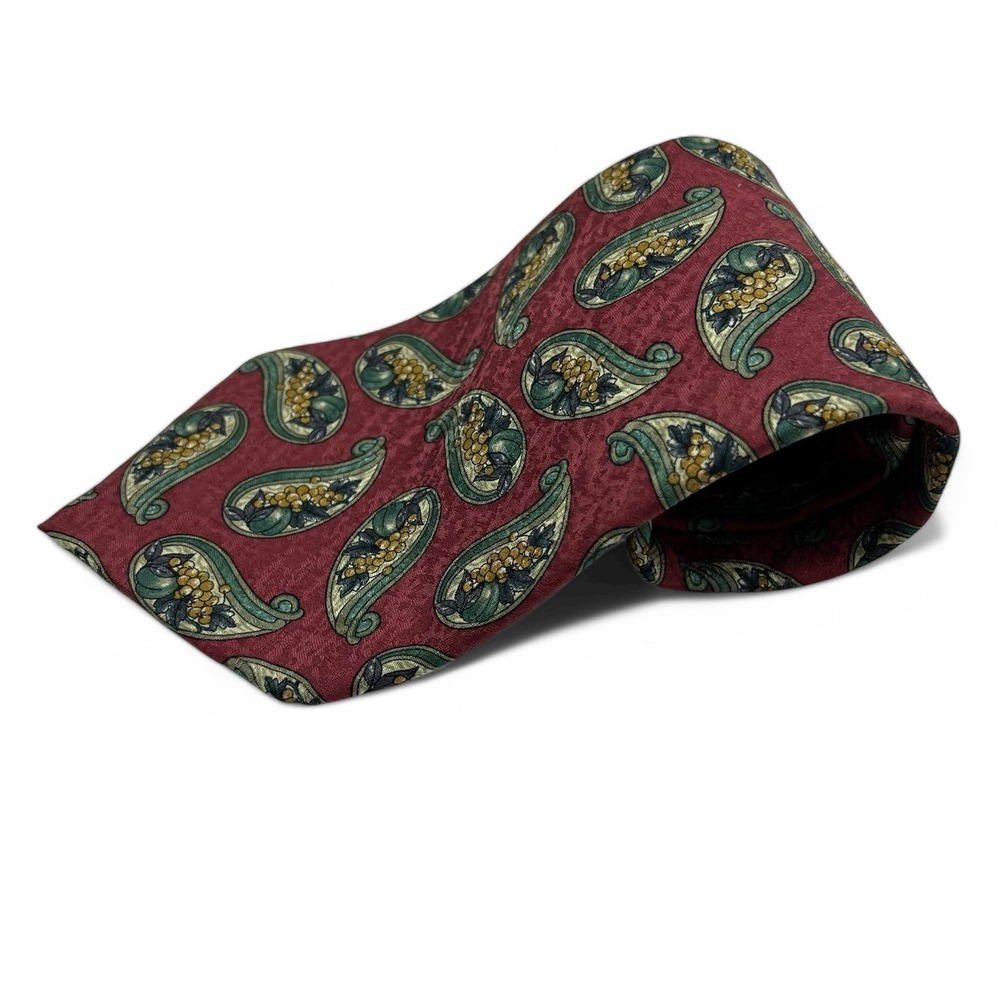 Burberrys Of London 100% Silk Necktie Vtg Red 59 Inch Tie Geometric 4'‎